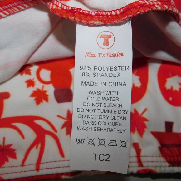 Miss T's Fashion TC2 Womens 20 to 26 Red White Canada Themed Leggings - Picture 4 of 6